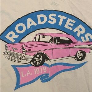 Daydreamer S/S Tee Roadsters Vtg Car Graphic Cream Pink Tee T-Shirt Medium